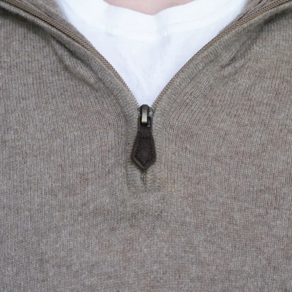 Jos. A. Bank Reserve Men's S Quarter Zip Sweater Italian Yarn Brown Knit
